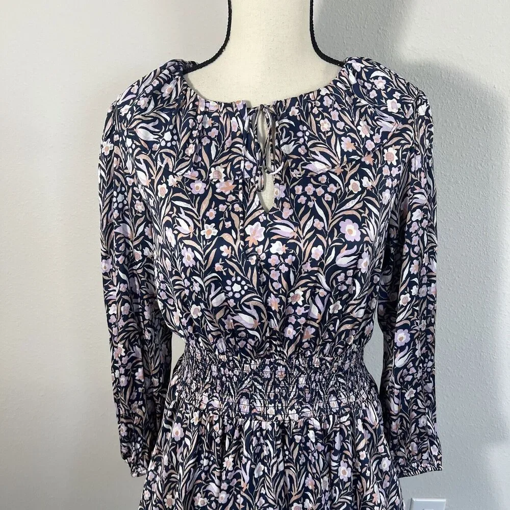 J Crew Gorgeous Ruffle Mini Dress in Floral Fields Print Long Sleeve Sz S - Picture 2 of 6